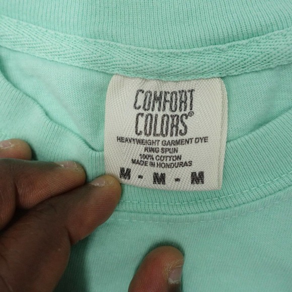 Comfort Colors T-Shirt Men's Size Medium Green Long Sleeve Crew Neck 100% Cotton - Picture 3 of 8